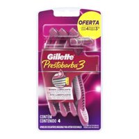Aparelho Barbear Gillette Presto3 4un Fem Rosa